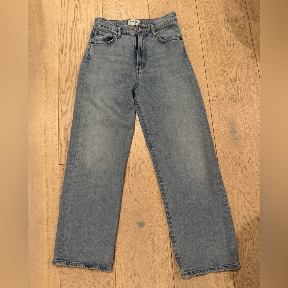 AGOLDE REN High Rise Wide Leg Jeans – Light Wash (Size 24)